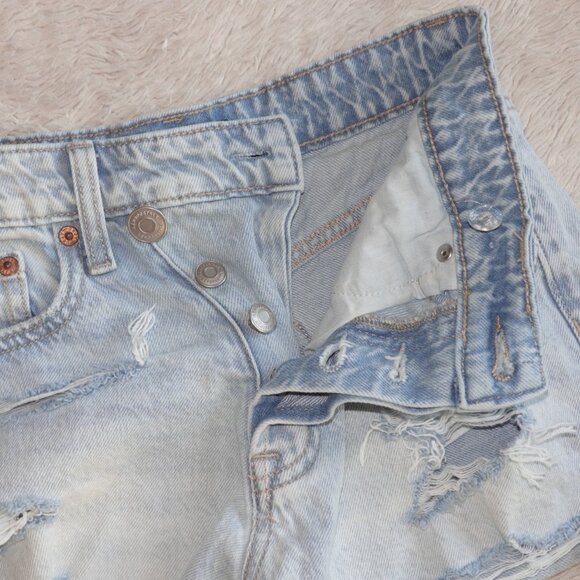 Women's Size 000 Aeropostale Vintage High-Rise Crossover Denim Shorty Shorts - Picture 5 of 5